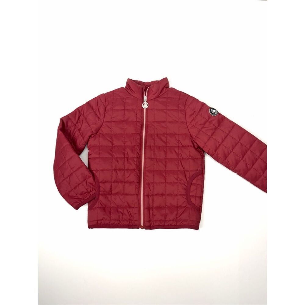 Petit Bateau Kids Red Quilted Puff Jacket 3 Years Stowaway Hood Lightweight